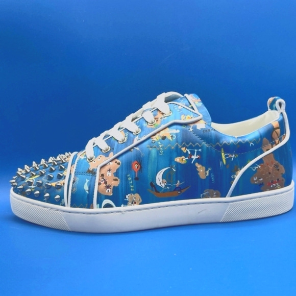 Christian Louboutin Louis Junior Spikes Odissey Greek Islands Print Size 45 NEW - Picture 4 of 12